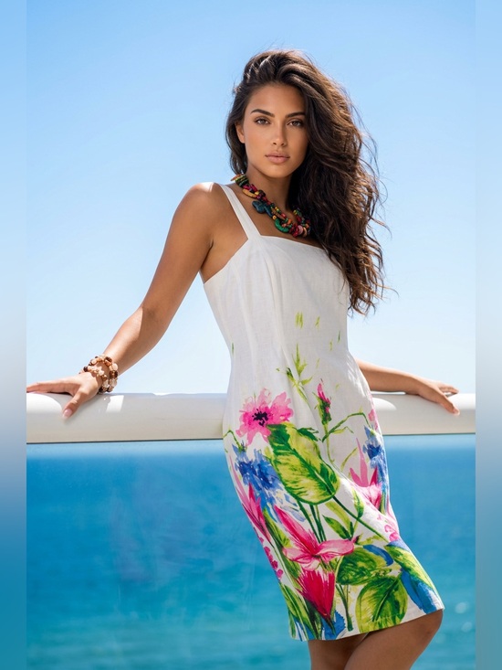 Kim Rogers Other - Kim Rogers White Floral Swim Cover-Up Dress with Pink, Green & Blue Accents☑️